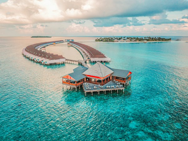 Aerial turquoise water